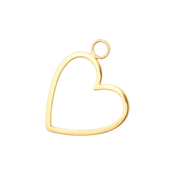 Medium gold plated outlining of a heart charm for woman