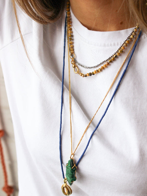 Gele Jade Ketting Handgeknoopt