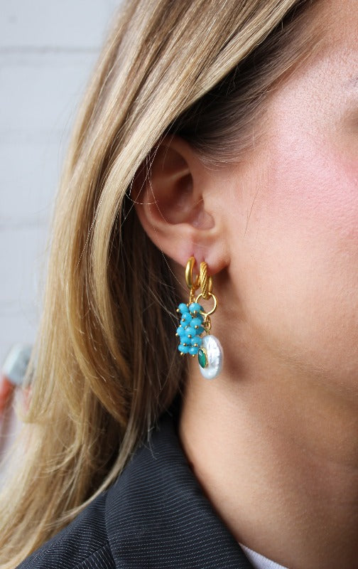 Trosje Aqua Jade Oorbellen 