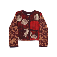 Kantha Bloemen Jasje Donkerrood