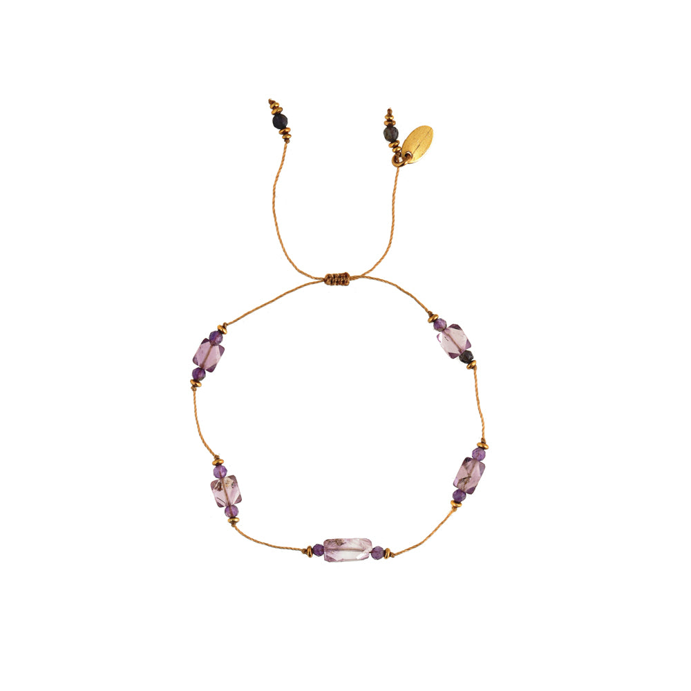 Koord Armband Met Edelstenen Amethist