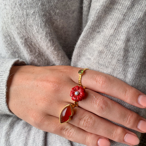 Ring Edelsteen Bloem Koraal