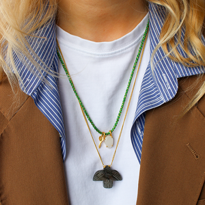 Labradoriet Handgeslepen Vogel Ketting