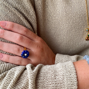Ring Edelsteen Bloem Lapis Lazuli