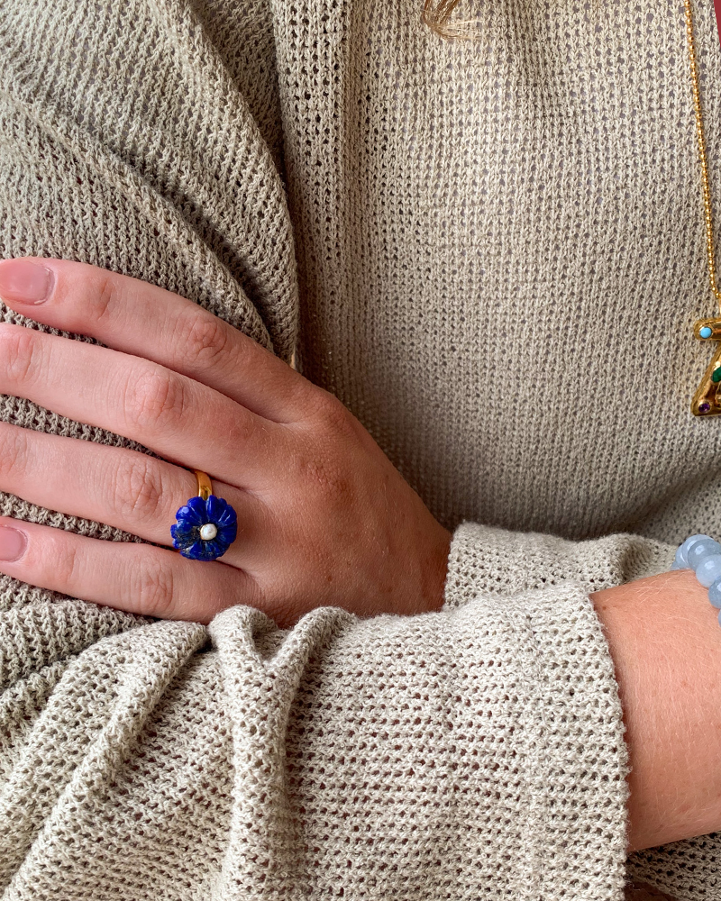 Ring Edelsteen Bloem Lapis Lazuli