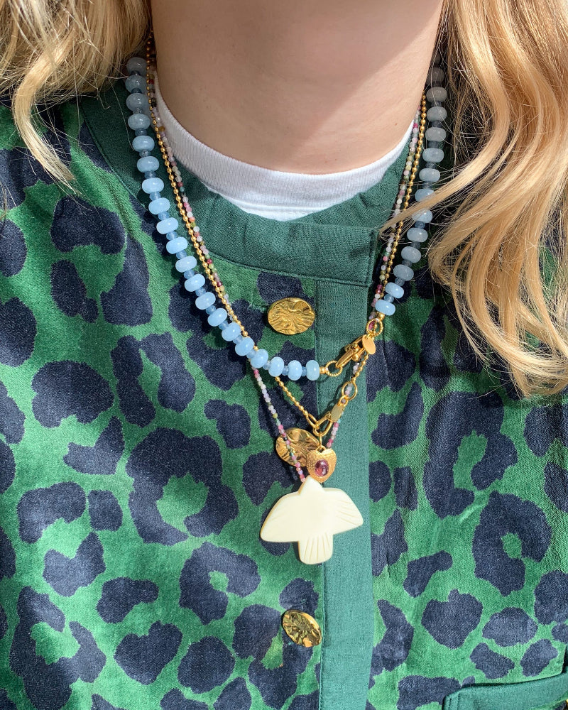 Blauwe Jade Edelstenen Donut Ketting