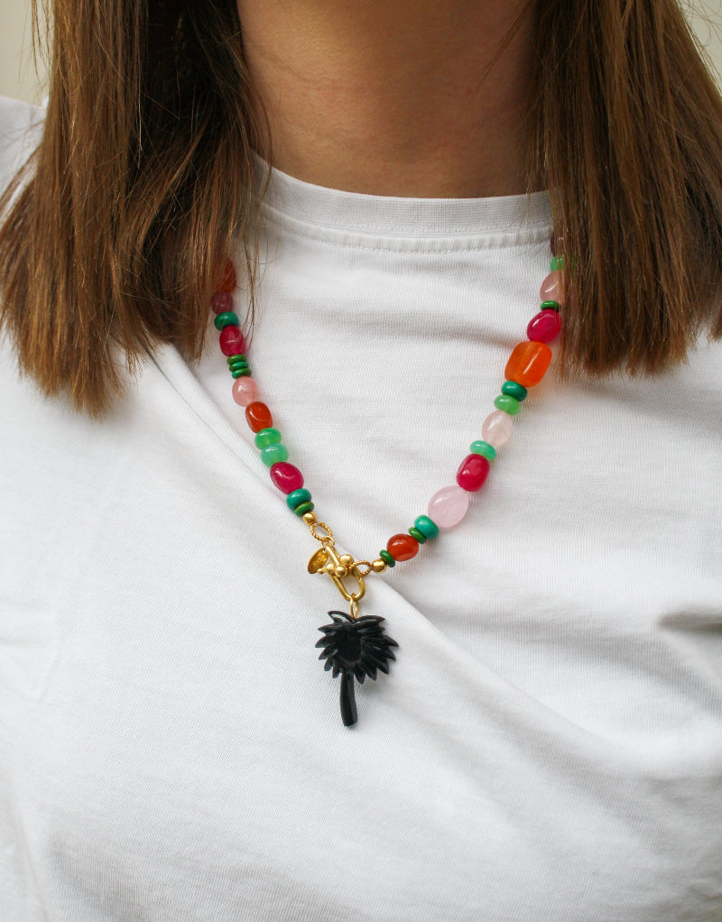 ulti Jade Edelstenen Ketting Oranje Rood