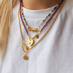 multi jade ketting met goud