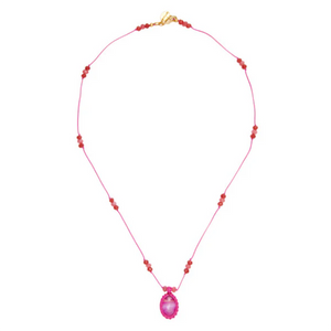 Nylondraad Ketting Stenen Hanger Roze Agaat