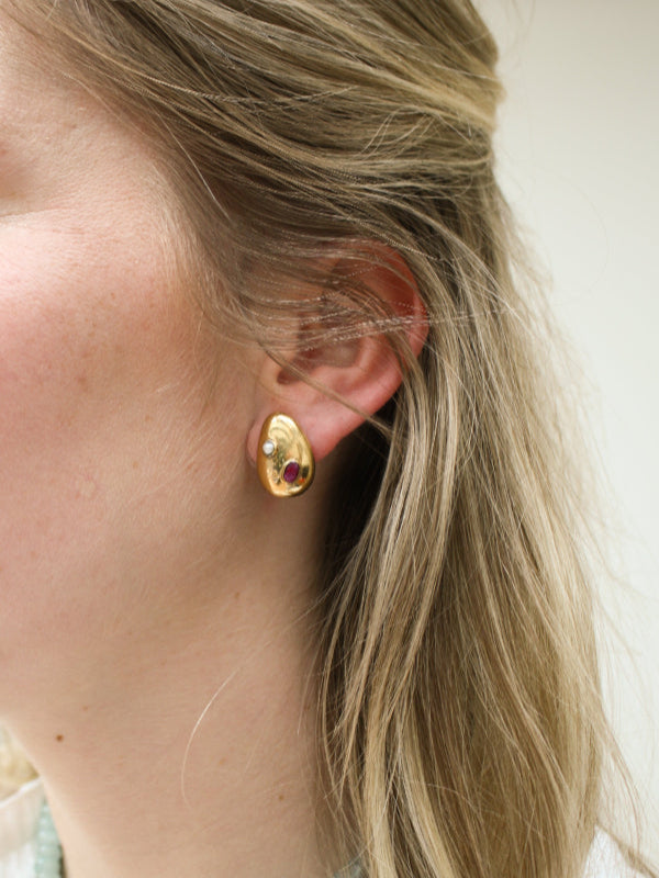 Gouden Oorbellen Met Edelstenen Klein
