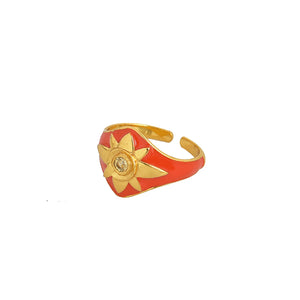 Oranje Emaille Ring Gouden Ster