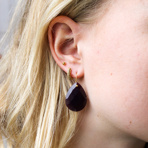 donker paarse jade druppel oorbellen