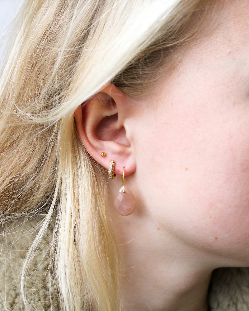 perzik maansteen druppel oorbellen 