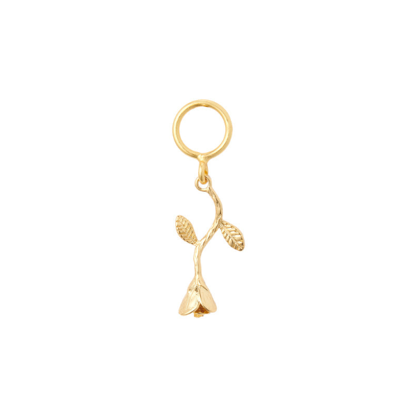 Gold plated rose charm with a round hanger for woman