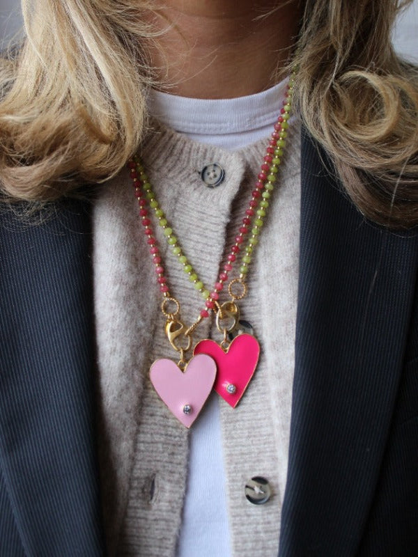 Groot Roze Emaille Hart