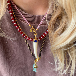 Parel en Edelstenen Ketting Ruby
