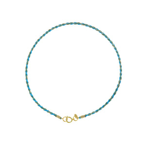 satijnen ketting blauw groen met rond slot