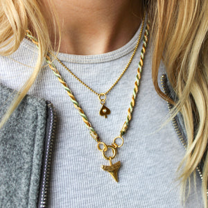 satijnen ketting lila groen met slot