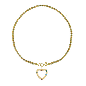 satijnenketting_hart bedel met edelstenen