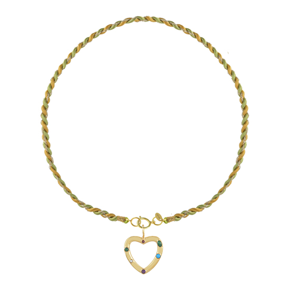 satijnenketting_hart bedel met edelstenen