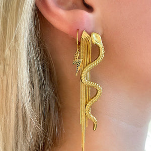 Large Gold Snake Earrings 
