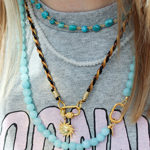 turquoise edelsteen goud ketting