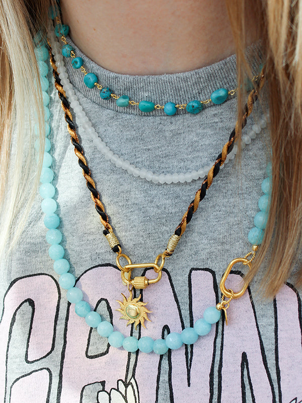 turquoise edelsteen goud ketting