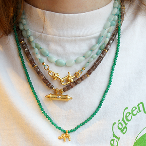 Green Onyx Gold Charm Necklace 