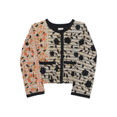 Zwart Oranje Print Kantha Jasje 