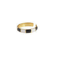 Zwart Wit Gestreepte Ring Emaille