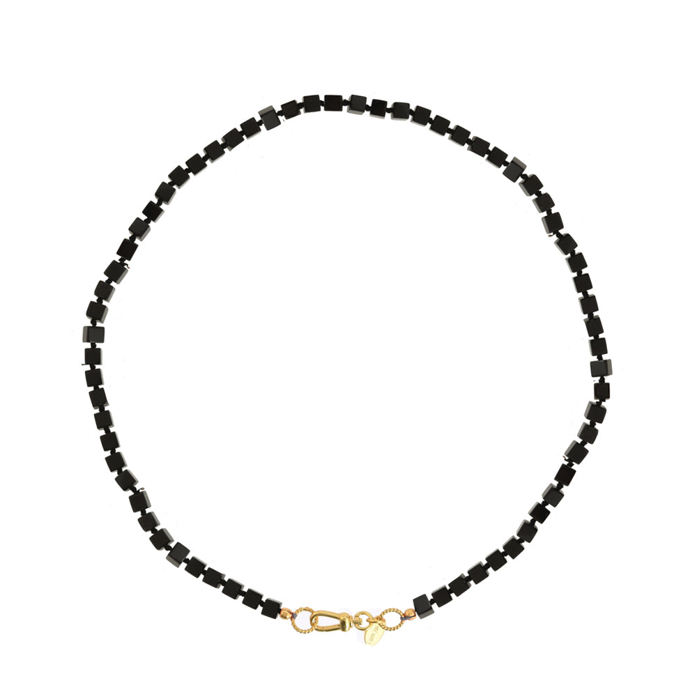 zwarte onyx blokjes edelstenen ketting