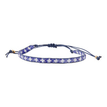 Woven Fine Glass Beaded Bracelet blue with white for woman