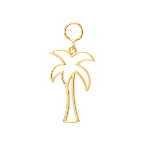 gold plated outlined palm tree charm white a round pendant