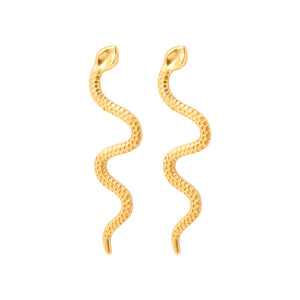 Large gold snake earrings for woman gold plated