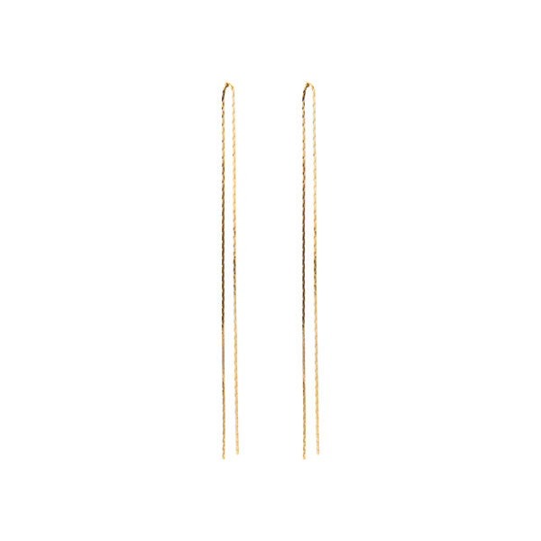 gold double tin Chain Earrings for woman, gold plated