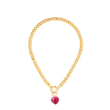 Grote Gouden Ketting Roze Hart