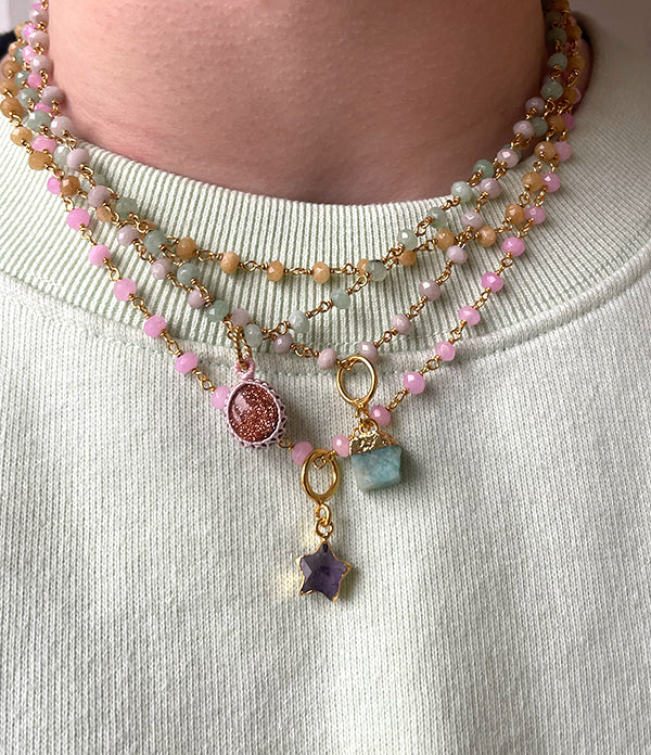 Arti Single Stone Necklace Pink Jade